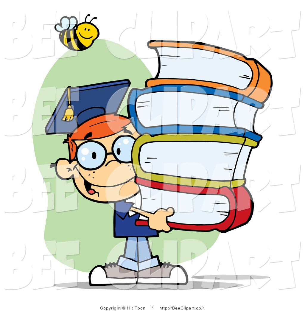 1024x1044 Clip Art Of A Smart School Boy Carrying Books With A Bee By Hit