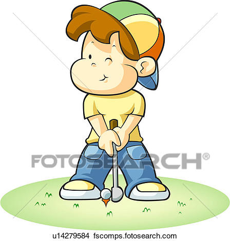 448x470 Drawings Of Young Boy Hitting Golf Ball U14279584