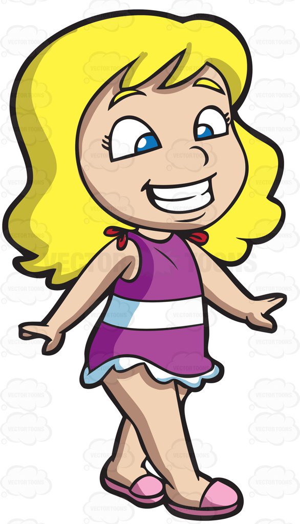 586x1024 A Happy Girl Hitting The Beach Cartoon Clipart