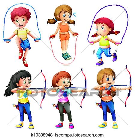 450x462 Clip Art Of Kids With Different Hobbies K19308948
