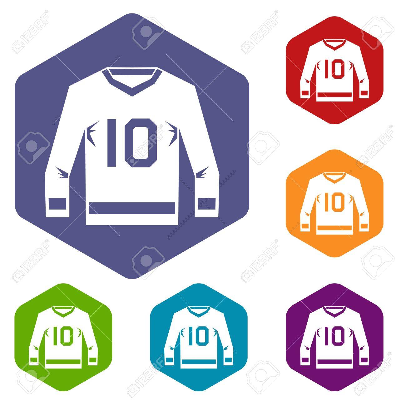 1300x1300 Hockey Jersey Icons Set Hexagon Isolated Vector Illustration