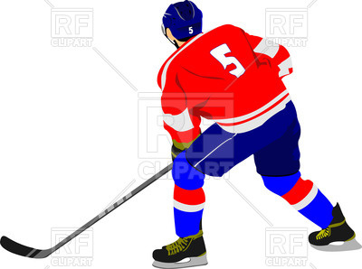 400x298 Ice Hockey Player In Action (Back View) Royalty Free Vector Clip