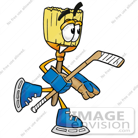 450x450 Clip Art Graphic Of A Straw Broom Cartoon Character Playing Ice
