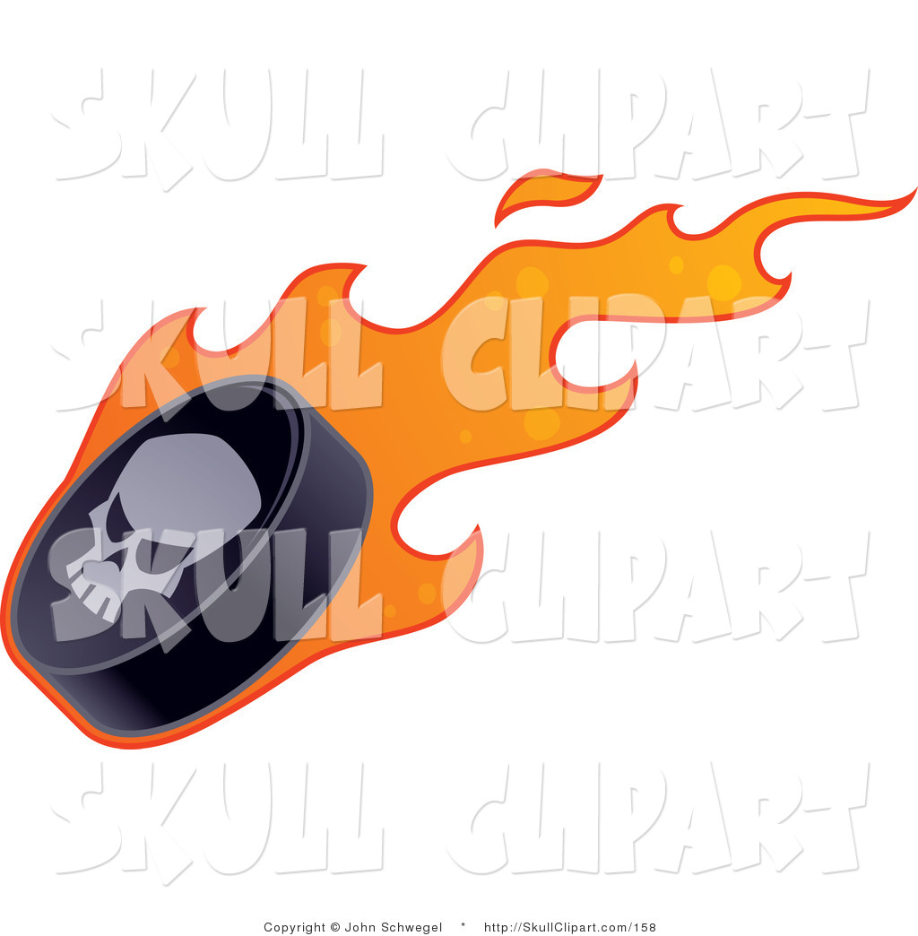 1024x1044 Vector Clip Art Of A Skull On A Black Flaming Hockey Puck By John