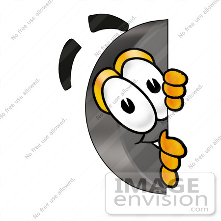450x450 Clip Art Graphic Of An Ice Hockey Puck Cartoon Character Peeking