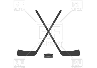 400x283 Hockey Sticks And Puck Grey Minimal Logo Design Royalty Free