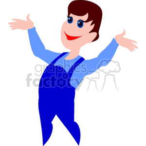 300x300 Royalty Free A Man In Blue Overalls Dancing