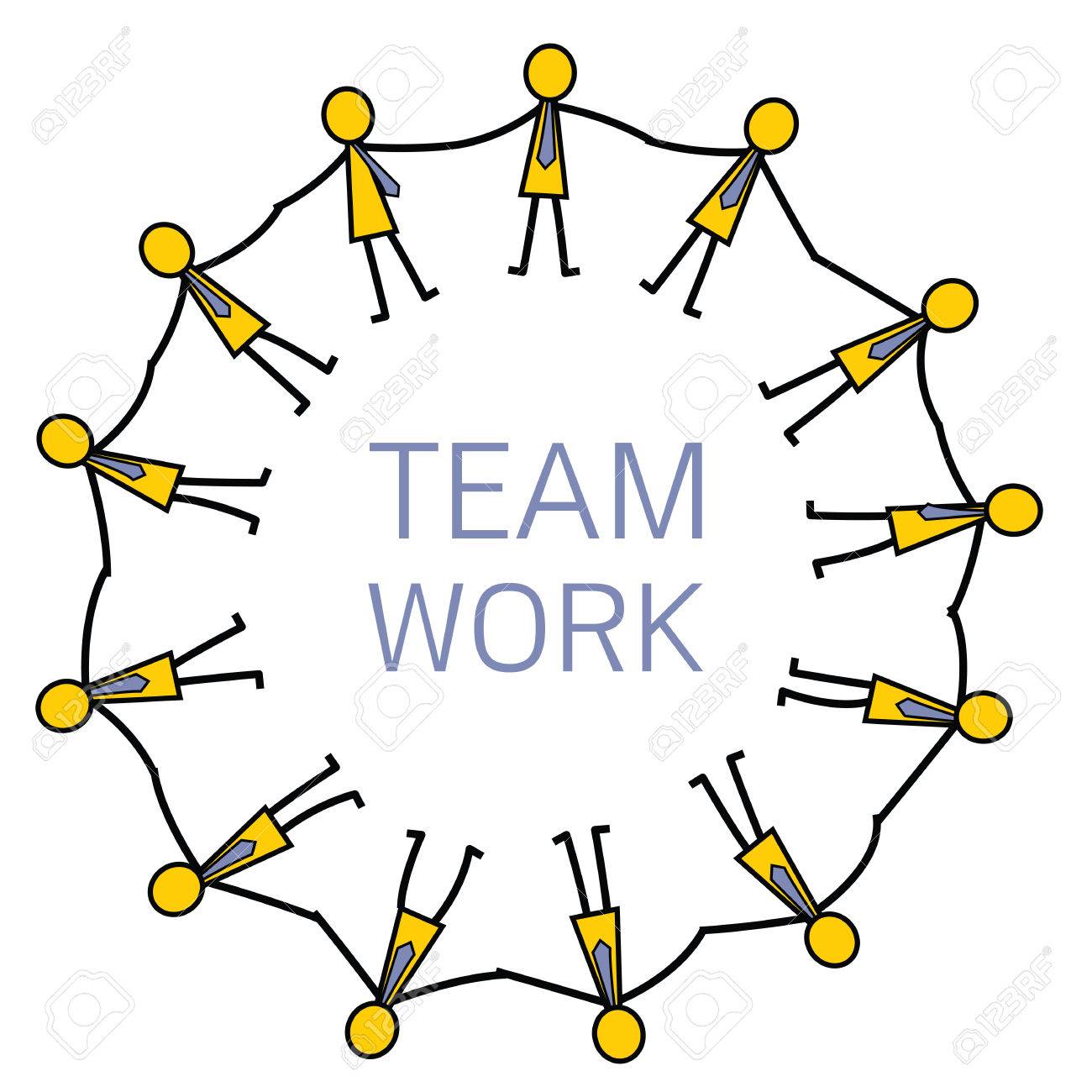 1300x1300 Group Of Businessman Holding Hands In A Circle, Abstract Vector