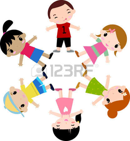 416x450 Six Children Holding Hands In A Circle Royalty Free Cliparts