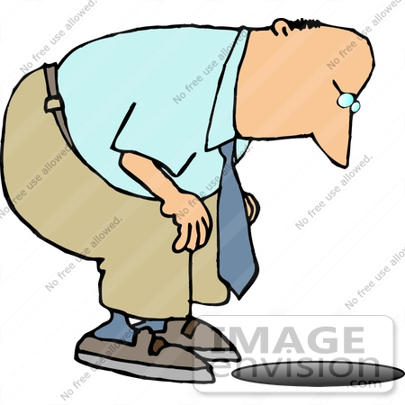 450x450 Middle Aged Caucasian Man Looking Down A Man Hole Clipart