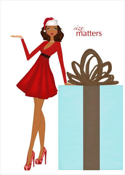 400x560 Fun, Fashionable Holiday Size Matters Christmas Greeting Card
