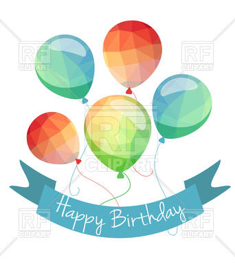 342x400 Low Poly Holiday Balloons Greeting Card Royalty Free Vector Clip