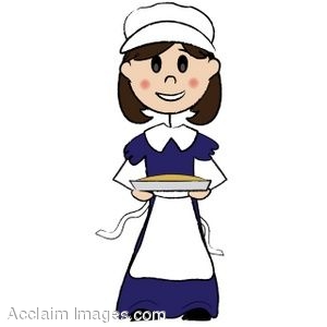 300x300 Clip Art Of A Pilgrim Girl Holding A Pie