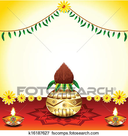 441x470 Clip Art Of Festival Background With Kalash K16187627