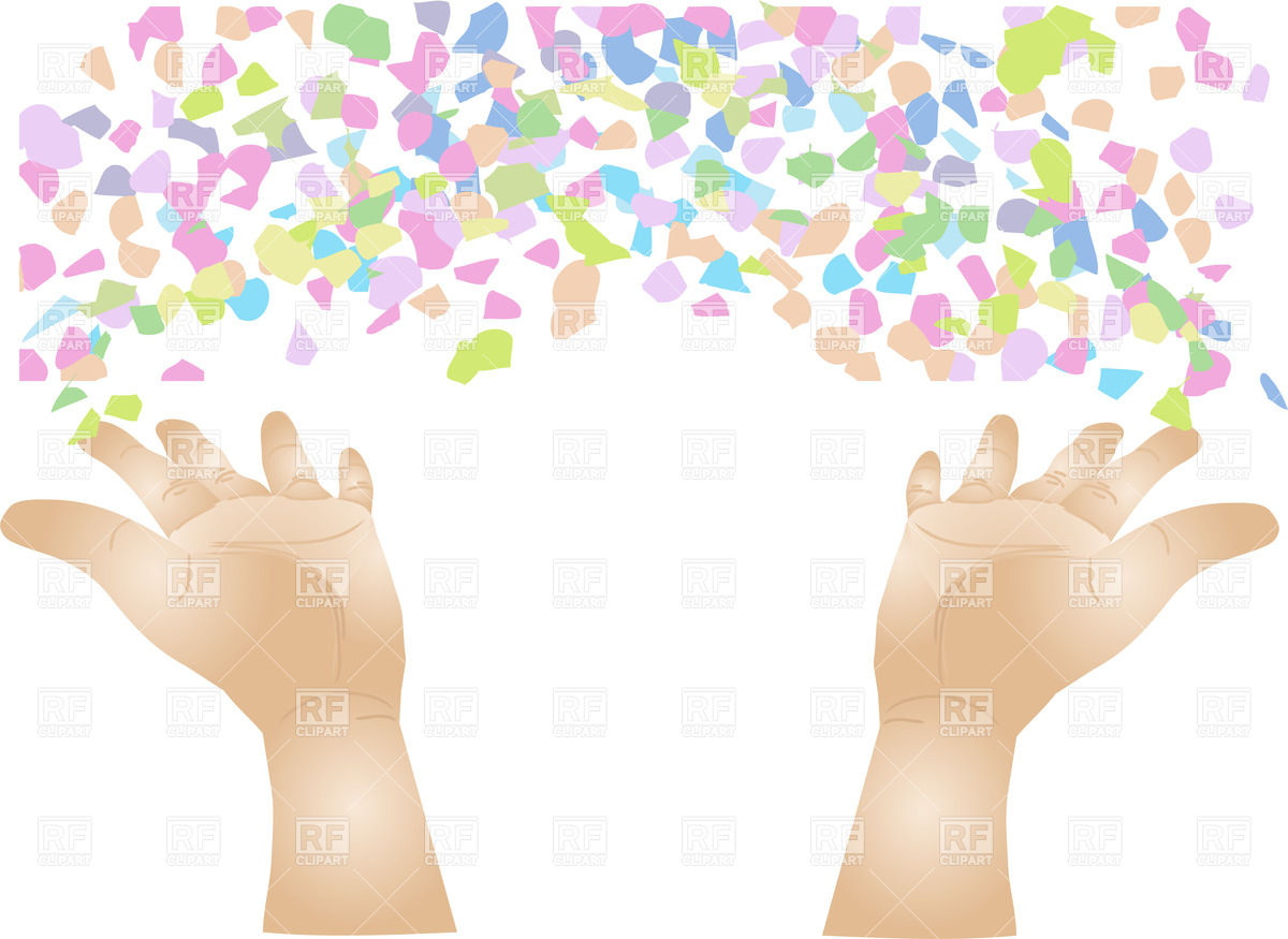 1200x875 Hands Scattering Confetti Royalty Free Vector Clip Art Image