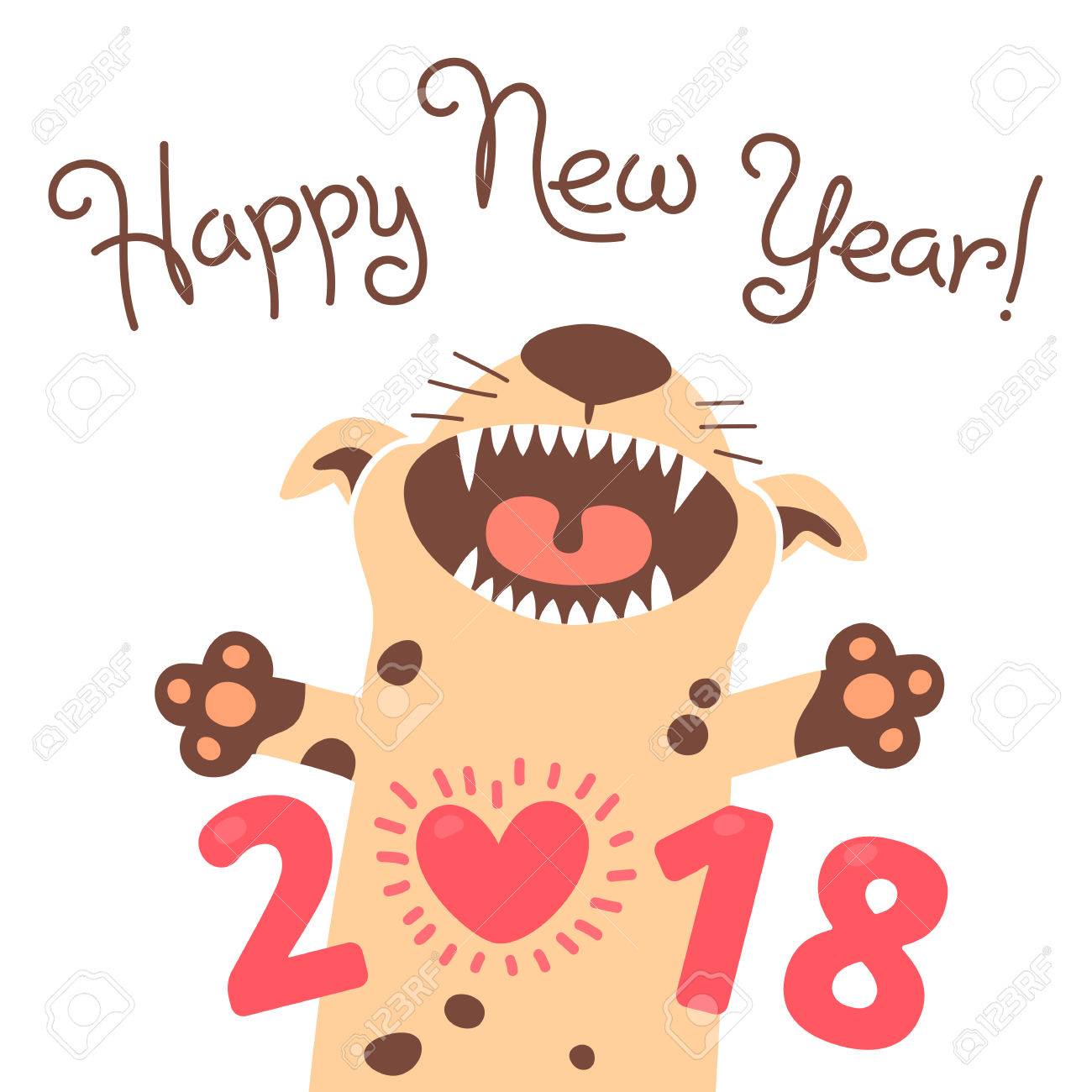 1300x1300 Happy 2018 New Year Card. Funny Puppy Congratulates On Holiday