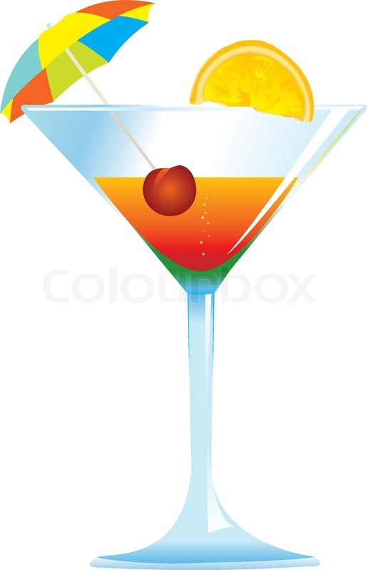 515x800 Dressed Cocktail With Umbrella, Cherry And Orange Slice. Stock