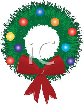 281x350 Picture Of A Holiday Wreath With Baubles And A Red Bow In A Vector