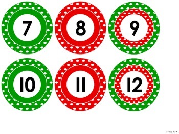350x263 Holiday Red Amp Green Polka Dot Numbers 1 To 31 By Oh Miss Jill Tpt