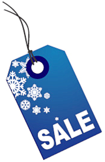 204x315 Holiday Sale Tag Snowflakes Blue