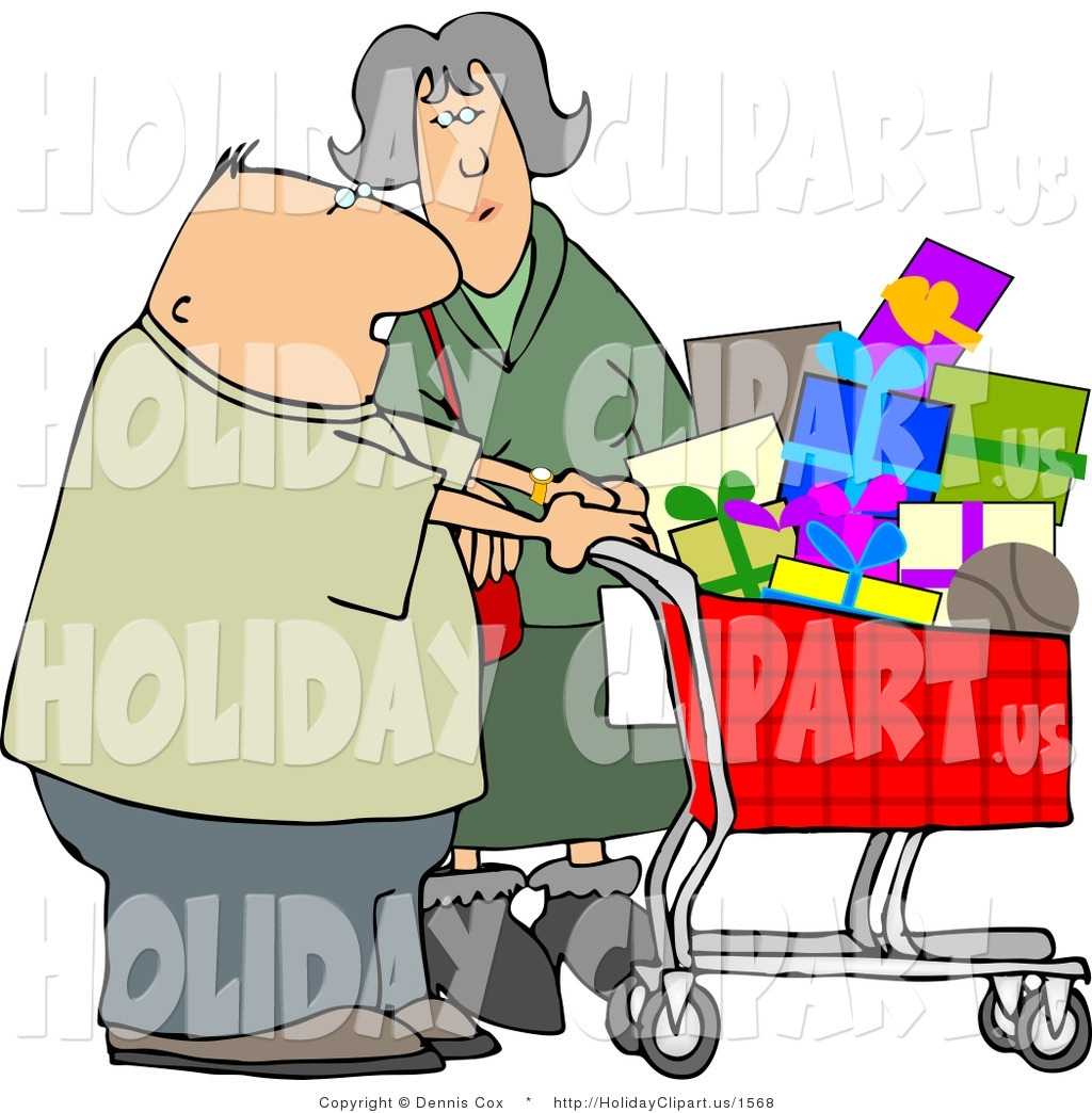 1024x1044 Holiday Clip Art Of An Elderly Husband And Wife Shopping Together