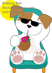 212x300 Puppy Dog On Holiday Or Vacation Relaxing And Having A Drink