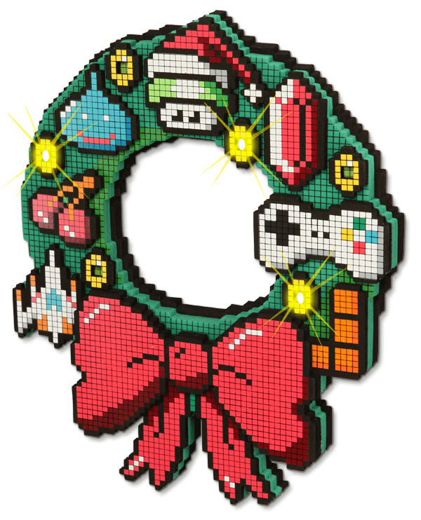 600x742 8 Bit Led Holiday Wreath Thinkgeek