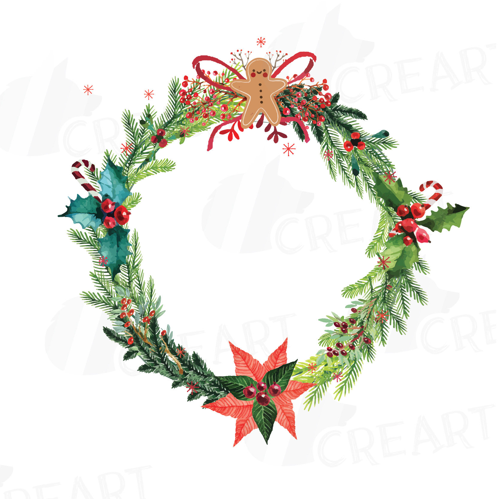 1667x1667 Christmas Wreath Clip Art, Holiday Wreath, Watercolor Pine Wood