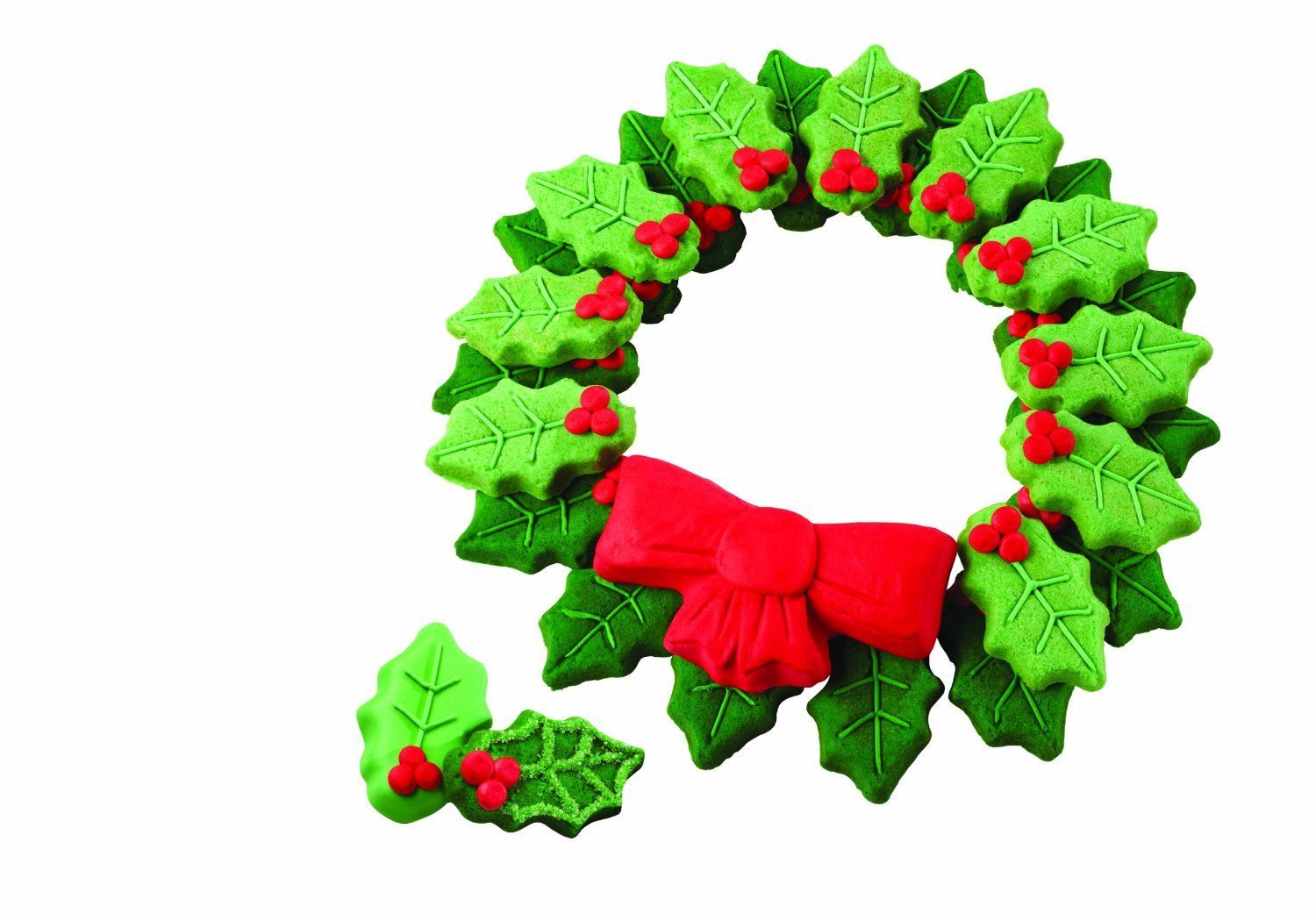 1500x1050 Wilton Christmas Wreath Cookie Pan Nonstick Bakeware Bow Holly