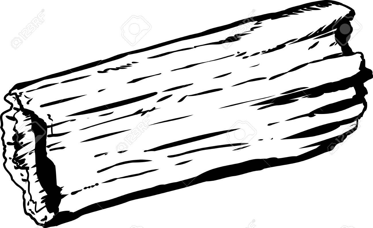 1300x796 Outlined Doodle Sketch Of Single Rotting Hollow Log Over White