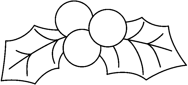 733x333 Black And White Holly Leaf Clip Art