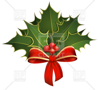 400x359 Christmas Decoration With Holly Branches And Bow Royalty Free