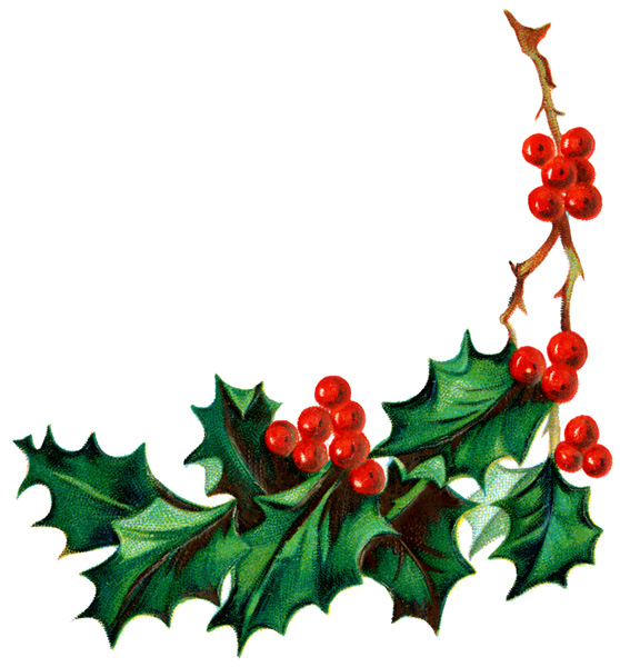 558x600 Holly Free Christmas Clip Art Holly Clipart Images 3
