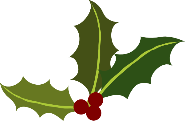 600x393 Holly Leaves With Berries Clip Art