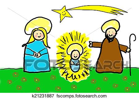 450x320 Stock Illustration Of Childlike Drawing Of The Holy Family