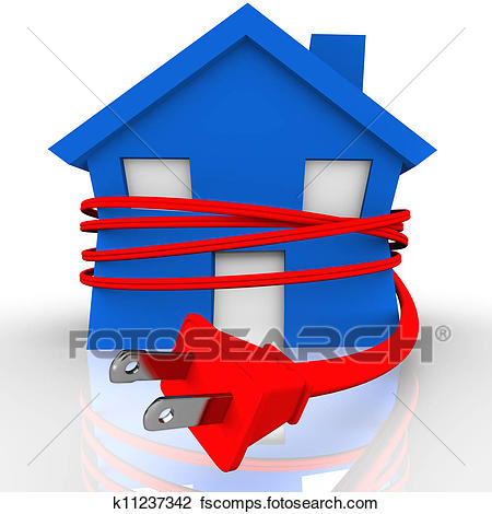 450x470 Clip Art Of Electrical Cord Strangling House Home Power Energy
