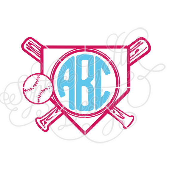 570x570 Home Plate Baseball Monogram Svg Dxf Digital Download Files