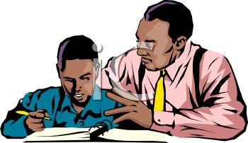 350x202 Royalty Free Clipart Image African American Dad Helping His Son