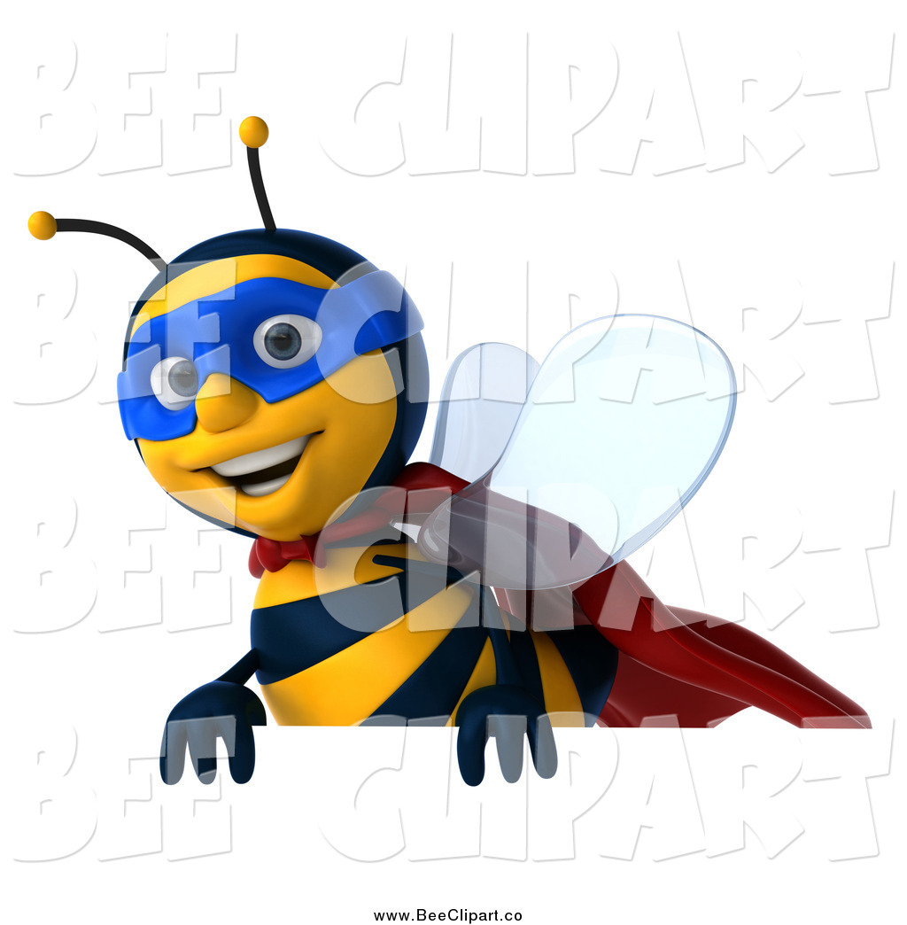 1024x1044 Clip Art Of A 3d Super Hero Honey Bee Above A Sign By Julos