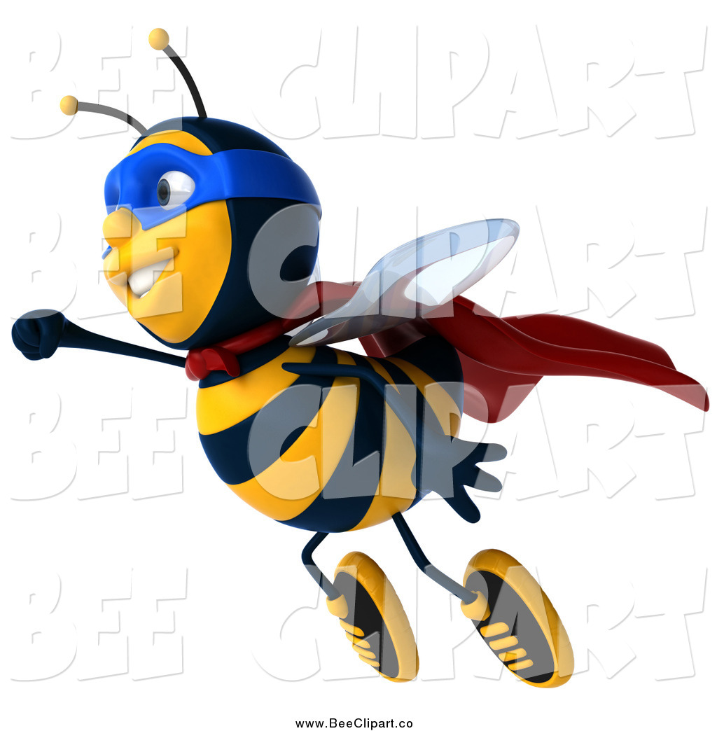 1024x1044 Clip Art Of A 3d Super Hero Honey Bee Flying By Julos