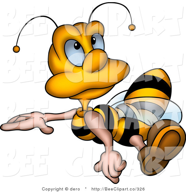 600x620 Clip Art Of A Little Honey Bee Drone Flying And Looking Upwards By