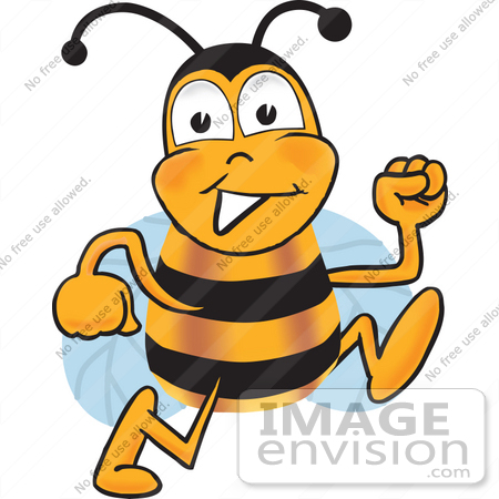 450x450 Clip Art Graphic Of A Honey Bee Cartoon Character Running