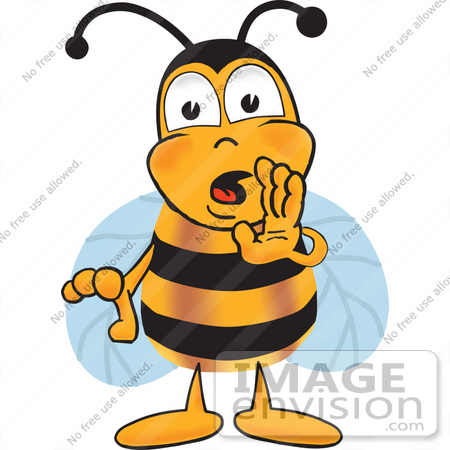450x450 Clip Art Graphic Of A Honey Bee Cartoon Character Whispering