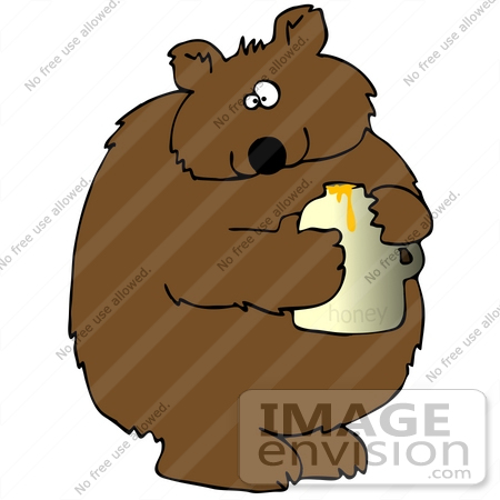 450x450 Clip Art Graphic Of A Cute Chubby Bear Holding A Jar Of Honey