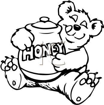 347x350 Royalty Free Clip Art Image Cartoon Of A Bear Holding A Honey Pot