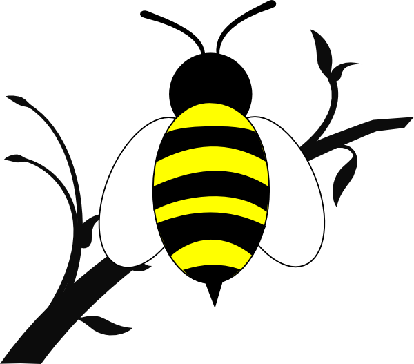 600x527 Honey Bee Over Branch Clip Art