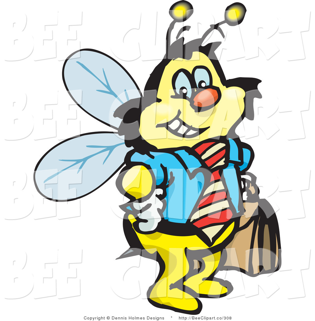 1024x1044 Vector Clip Art Of A Smiling Honey Bee Character Businessman