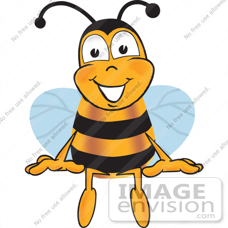 450x450 Clip Art Graphic Of A Honey Bee Cartoon Character Sitting