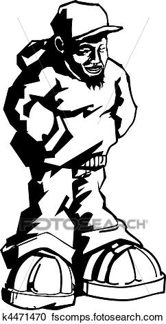 242x470 Clipart Of A Young Man On A Dark Street Wearing A Cap And Hoodie