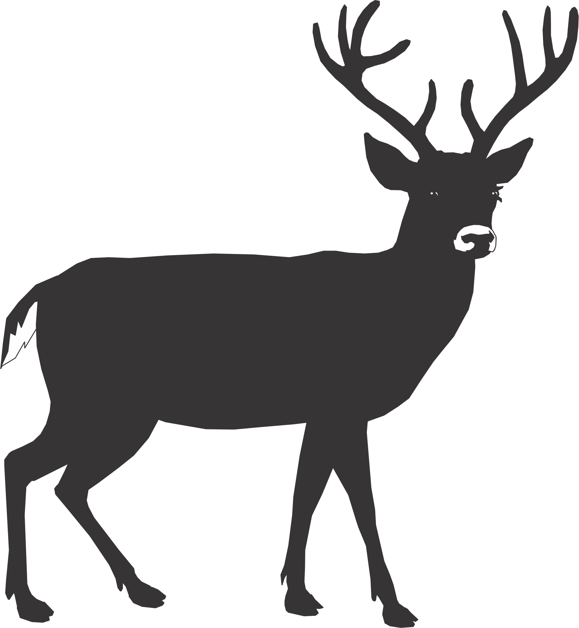 1947x2112 Deer Outline Clipart